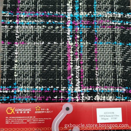 Boucle fashion tartan pattern with loops yarn fabric